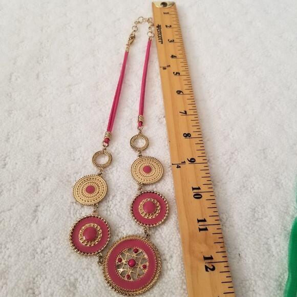 Pink & Gold Tone Goddess Egyptian Queen Statement Necklace 20-22"‎ - Picture 4 of 7